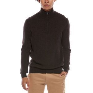 Amicale Cashmere Mens  1/4-Zip Cashmere Sweater, Brown